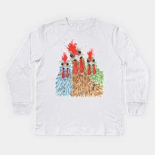 Curious Funky Chicken Girls Kids Long Sleeve T-Shirt